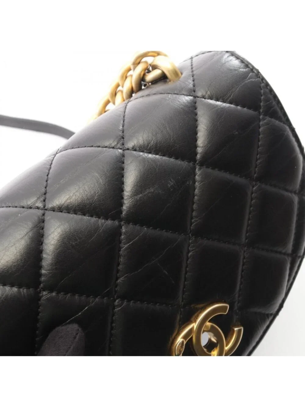 Chanel Shoulder Bag Quilted 2-Way Black Leather Caviar Small Chain